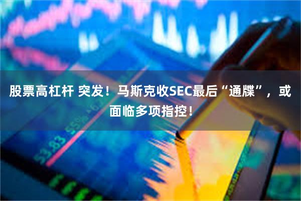 股票高杠杆 突发!马斯克收SEC最后“通牒”,或面临多项指控!