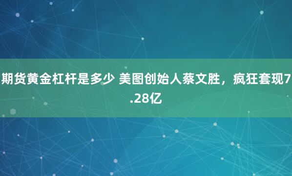 期货黄金杠杆是多少 美图创始人蔡文胜,疯狂套现7.28亿