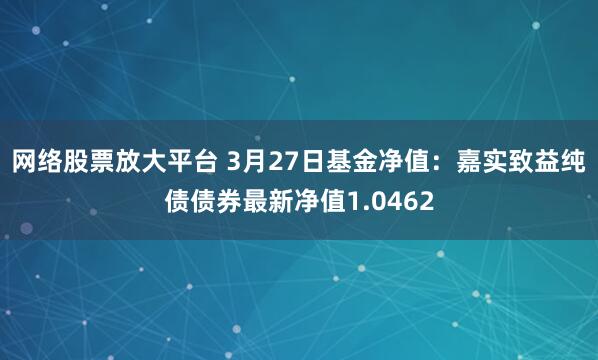 网络股票放大平台 3月27日基金净值：嘉实致益纯债债券最新净值1.0462