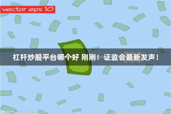 杠杆炒股平台哪个好 刚刚！证监会最新发声！