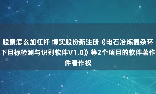 股票怎么加杠杆 博实股份新注册《电石冶炼复杂环境下目标检测与识别软件V1.0》等2个项目的软件著作权